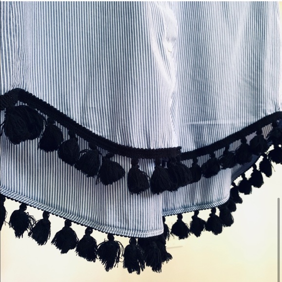 Zara Oversized Button Down Shirt with Tassel Hem - Picture 4 of 6